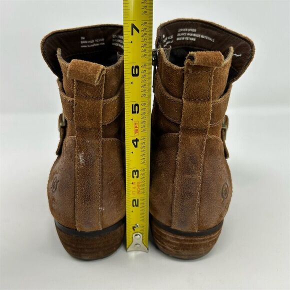 Born Women's Faywood Brown Ankle Bootie Size 9M Distressed Suede Buckle Detail - Picture 12 of 15